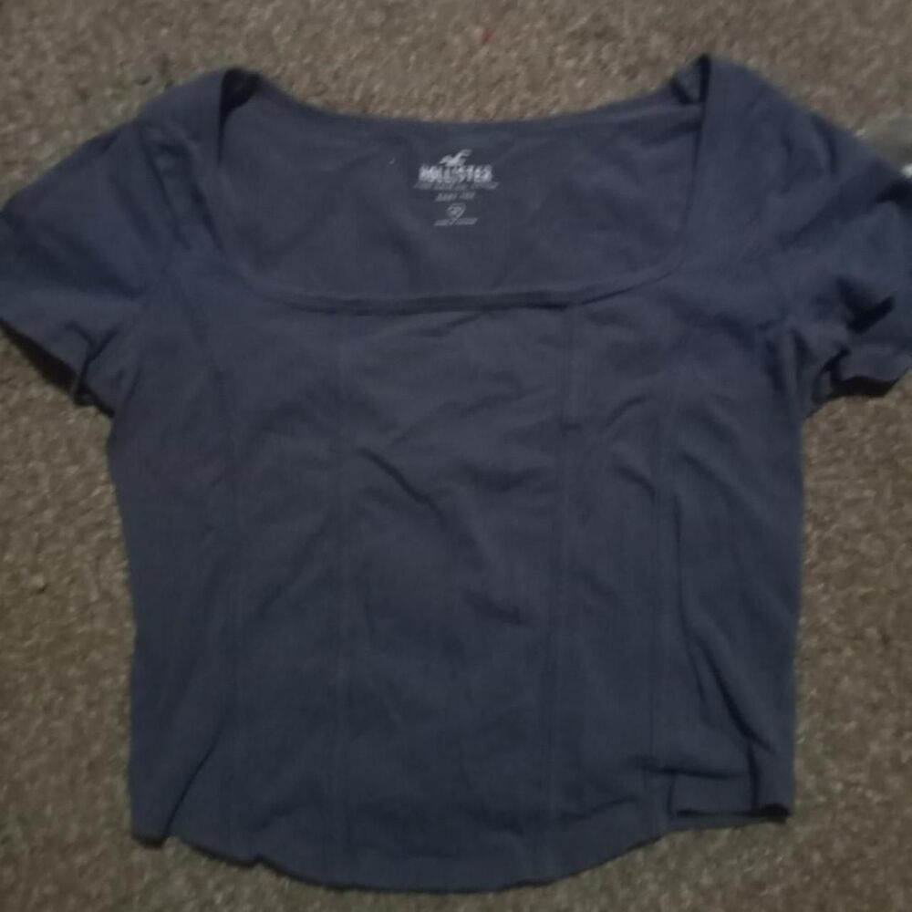 Hollister-co Women's Navy and Blue T-shirt